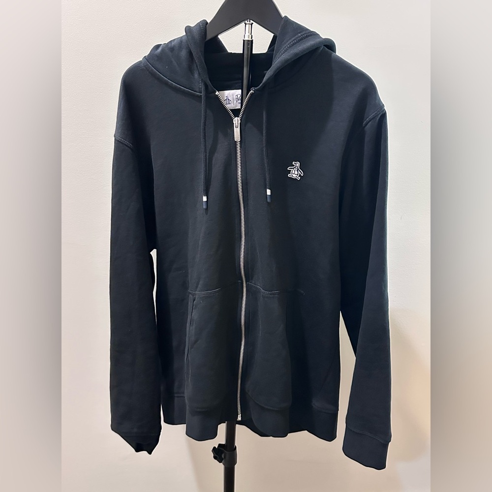 Original Penguin Black Full-Zip Hooded Sweater
